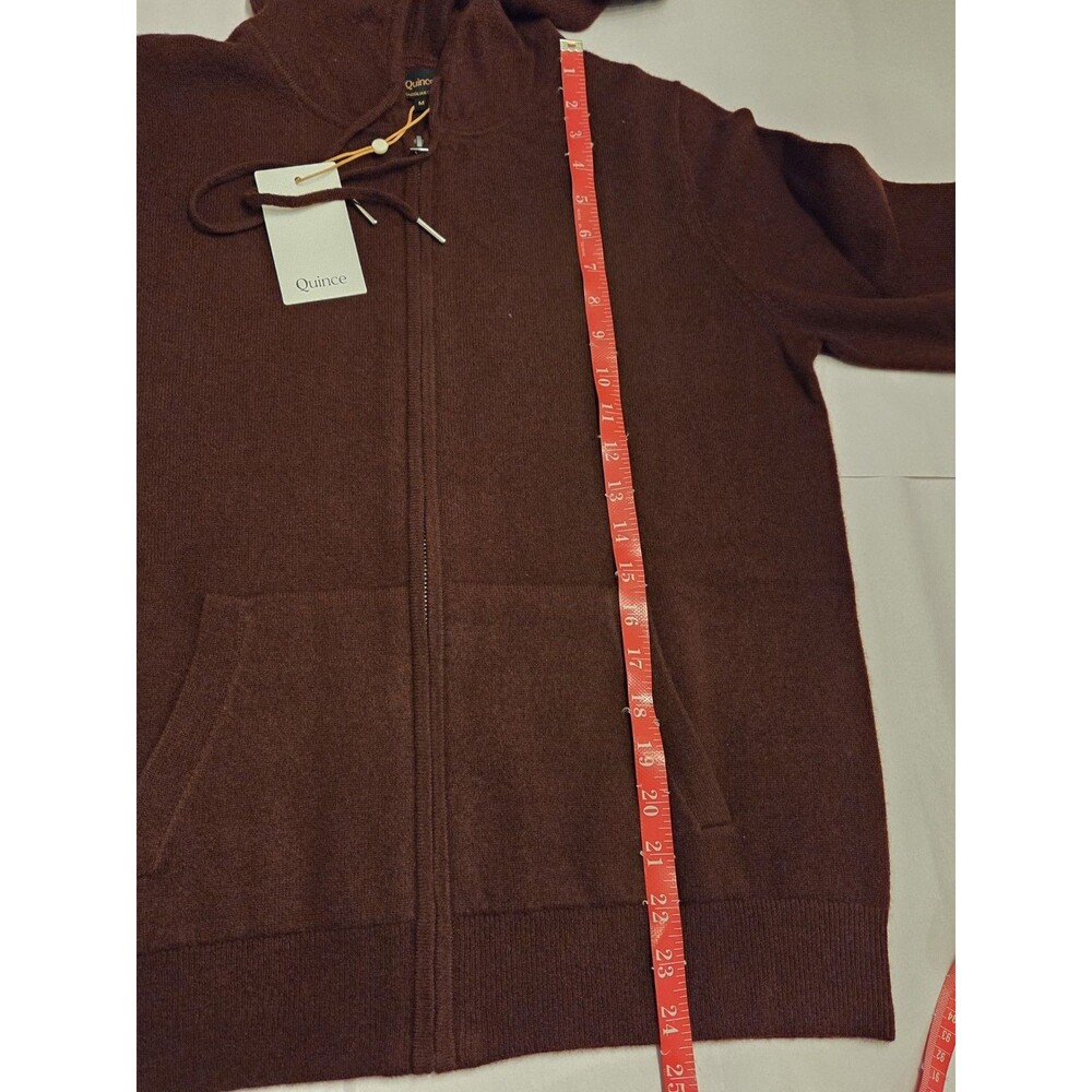 Quince 100% Mongolian Cashmere Full Zip Hoodie Sweater Medium NWT Rich Burgundy - Picture 10 of 14